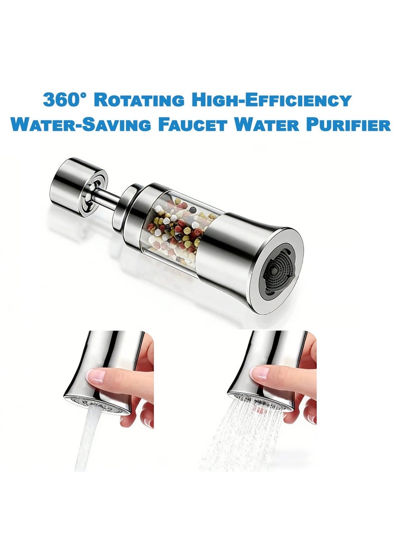 Joybos Sink water filter faucet, high-efficiency water-saving faucet water purifier - Six-stage filtration, universal 360-degree rotating sink filter, splash-proof kitchen filter, reversible cleaning - No filter cartridge replacement required, suitable for kitchen and bathroom faucets (compatible with 22mm interface) - Image 2